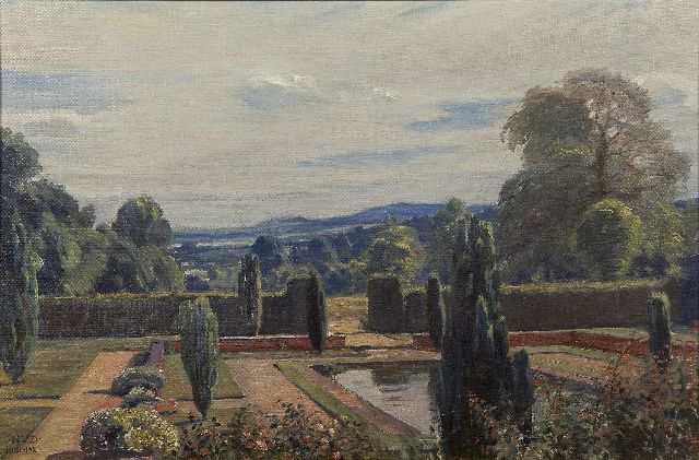 Dorph N.V.  | Garden in a hilly landscape, oil on canvas 40.5 x 60.7 cm, signed l.l. with initials and dated juni 1921