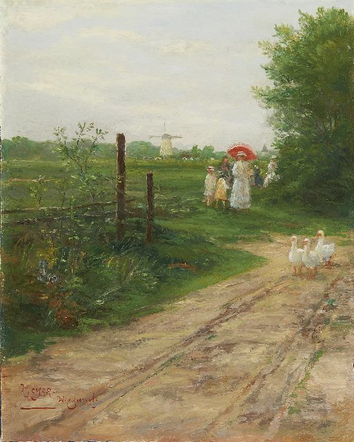 Rolf Dieter Meyer-Wiegand | The Sunday stroll, oil on panel, 19.9 x 15.9 cm, signed l.l.