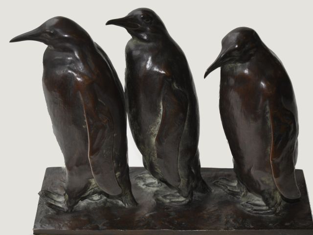 Pallenberg J.F.  | Penguins, bronze 23.3 x 28.1 cm, signed on the base