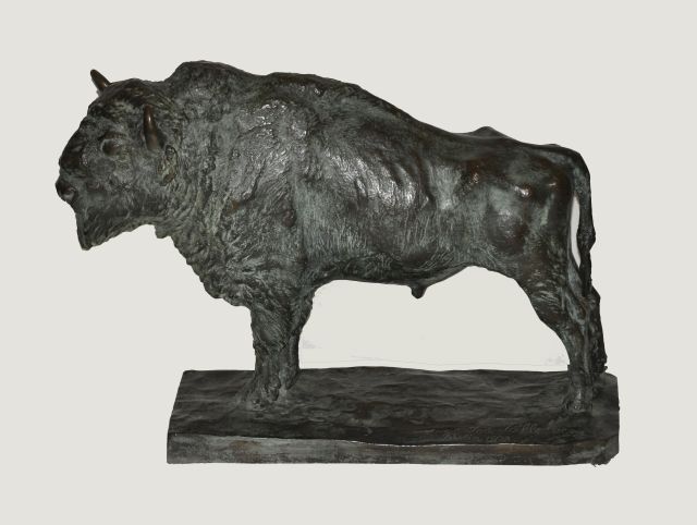 Pallenberg J.F.  | Bison, bronze 35.5 x 48.0 cm, signed on base and dated 'Berlin 1903'