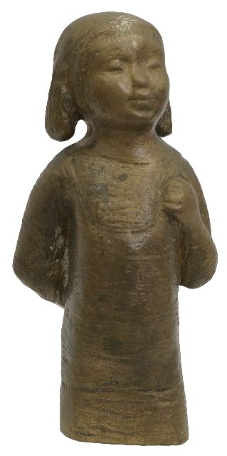 Kluth K.  | A  girl, bronze 19.0 x 9.1 cm, signed on the back