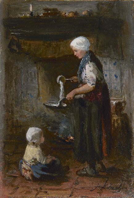 Jozef Israëls | The birthday, oil on panel, 25.5 x 17.5 cm, signed l.r.