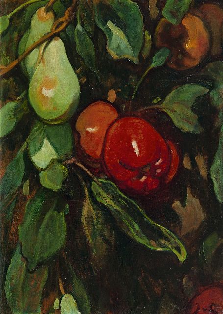 Looy J. van | Red apples and pears, oil on panel 37.0 x 26.7 cm, signed l.r. with initials