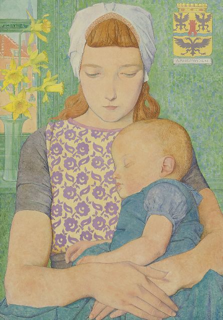 Heyse J.  | Mother and child from Arnemuiden, oil on panel 32.8 x 22.9 cm, signed u.l. and dated '09