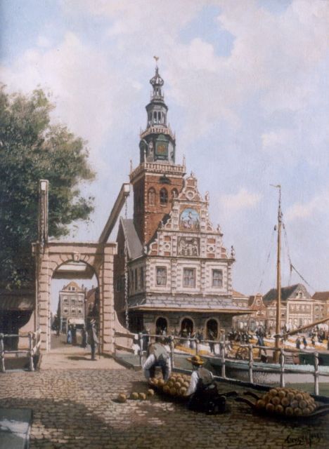 Tinus de Jongh | Cheese market, Alkmaar, oil on canvas, 60.0 x 44.8 cm, signed l.r.