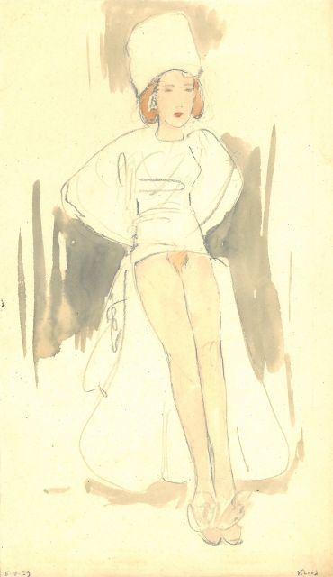 Kloos C.  | An elegant woman, seminude, pencil and watercolour on paper 30.9 x 17.9 cm, signed l.r. and dated 5-4-39