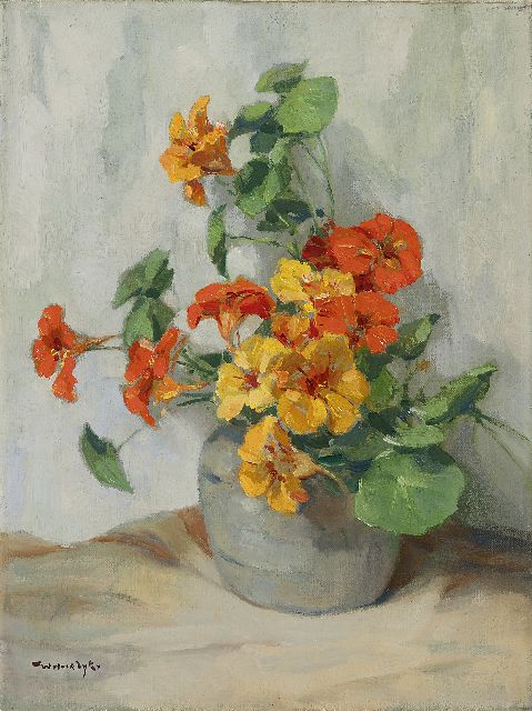 Willem Noordijk | Nasturtium, oil on canvas, 40.1 x 30.4 cm, signed l.l.