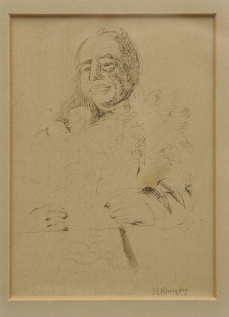 Herman Kruyder | A portrait of the collectioneur P.A. Regnault, pen and ink on paper, 11.0 x 14.5 cm, signed l.r. and executed ca. 1932