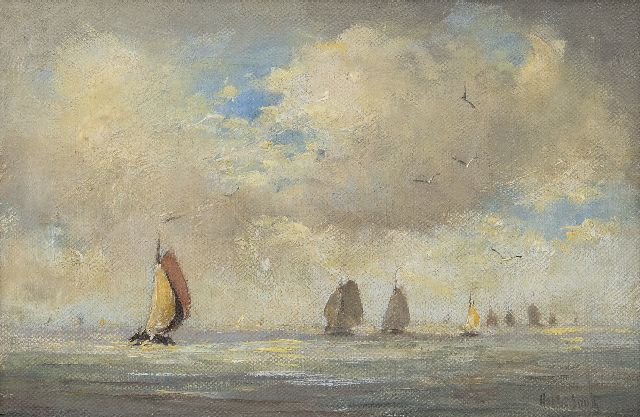 Smith H.  | Sailing vessels on the Zuiderzee, oil on canvas 20.7 x 30.6 cm, signed l.r.