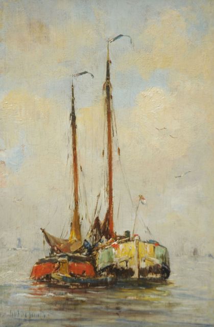 Hobbe Smith | Two ships, oil on panel, 20.8 x 14.1 cm, signed l.l.