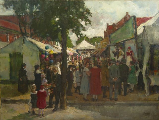 Julien Creytens | Fair in Oedt, Germany, oil on canvas, 79.0 x 102.3 cm, signed l.r. and dated '24