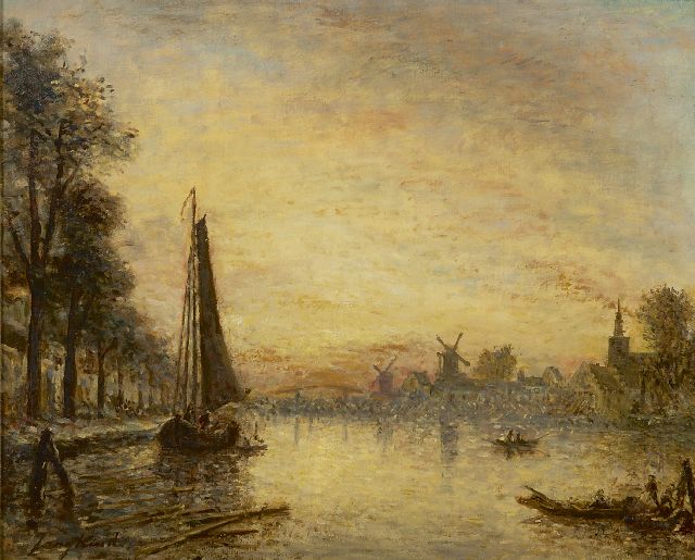 Johan Barthold Jongkind | Riverview near Delfshaven, oil on canvas, 33.3 x 40.8 cm, signed l.l.