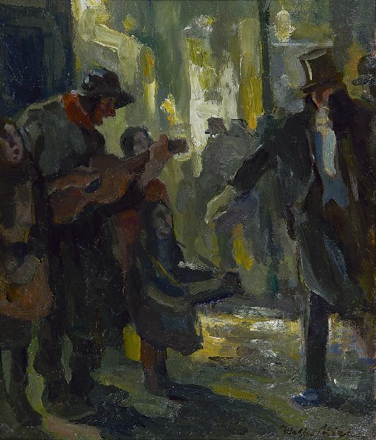 Miehe W.  | Near the theatre, oil on board 35.2 x 29.2 cm, signed l.r. and dated '23