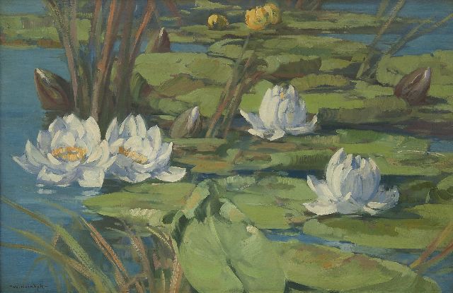 Noordijk W.F.  | Water lillies, oil on canvas 40.5 x 60.5 cm, signed l.l. and on the stretcher