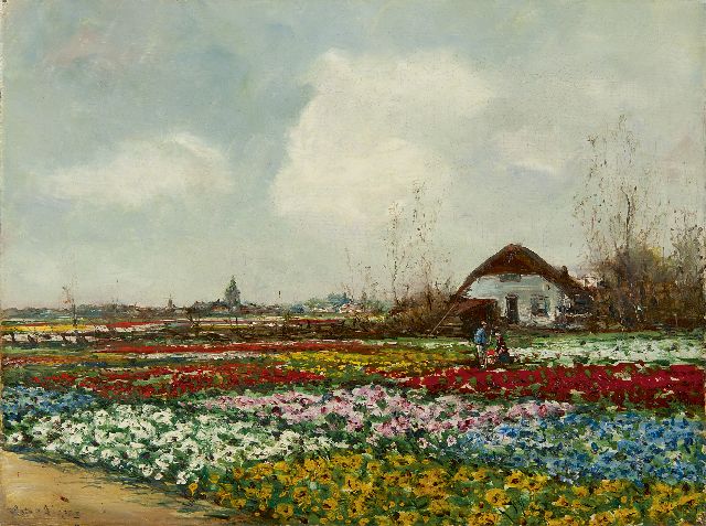 Anton Dirckx | Bulb fields, oil on canvas, 30.2 x 40.3 cm, signed l.l.