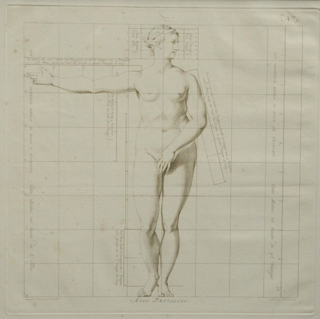 Jacob de Wit | The ideal proportions of the human body - Woman (no.V), etching on paper, 40.0 x 40.0 cm