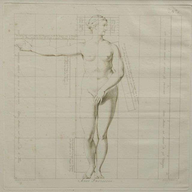 Wit J. de | The ideal proportions of the human body - Woman (no.V), etching on paper 40.0 x 40.0 cm