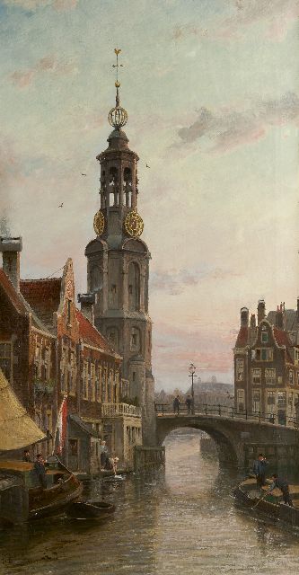 Dommelshuizen C.C.  | A view of the Munttoren in Amsterdam, oil on canvas 97.5 x 51.8 cm, signed l.l. with initials