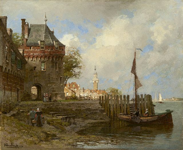 Klinkenberg J.C.K.  | A view on Veere with the Campveerse toren, oil on canvas 39.0 x 47.2 cm, signed l.l.