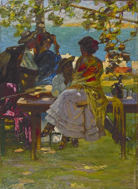 Pierre Ribera | Under the pergola, oil on canvas, 81.2 x 60.2 cm, signed l.r.
