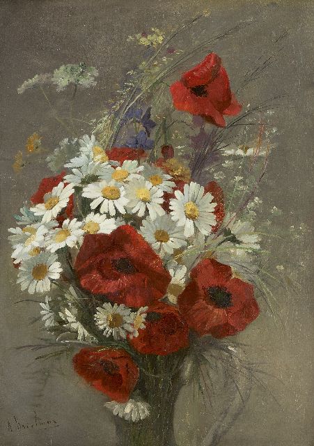Brielman J.A.  | A still life with poppies and daisies, oil on canvas 46.1 x 32.6 cm, signed l.l.
