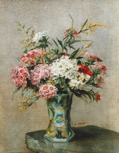 Sara Hense | Flower still life, oil on canvas laid down on panel, 40.7 x 31.7 cm, signed u.r.