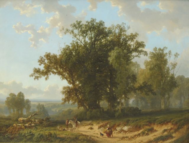 Bylandt A.E.A. van | Peasants near old oak trees, oil on canvas 131.4 x 172.0 cm, signed l.r.