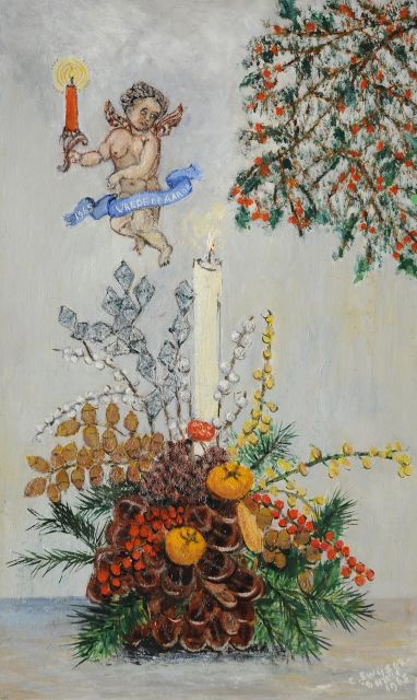 Swijser-'t Hart C.C.M.  | A Christmas still life, oil on board 54.0 x 32.5 cm, signed l.r. and dated 1965