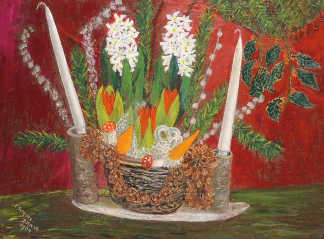 Swijser-'t Hart C.C.M.  | Christmas still life, oil on canvas 37.2 x 50.0 cm, signed l.l. and dated 1964