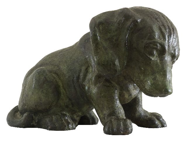 Huggler A.  | Dachshundpup, bronze 11.4 x 10.9 cm, signed with stamp on bottom