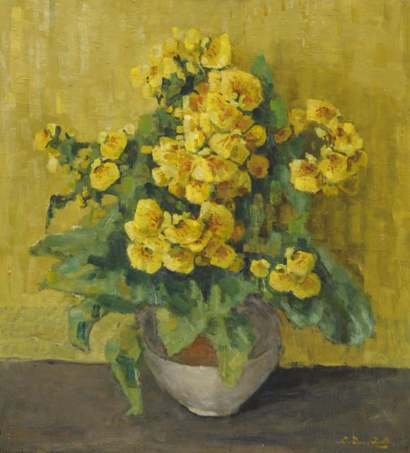 Lucie van Dam van Isselt | Earthenware bowl with Lady's purse, oil on panel, 54.8 x 49.8 cm, signed l.r.