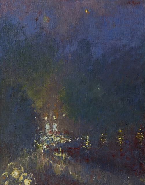 Michael Ryan | Twilight Leidseplein, Amsterdam, oil on canvas, 90.0 x 70.2 cm, signed l.l. and painted 1984
