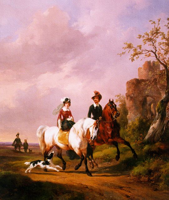 Verschuur W.  | Falconry, oil on canvas 40.2 x 35.0 cm, signed l.l. and dated 1845