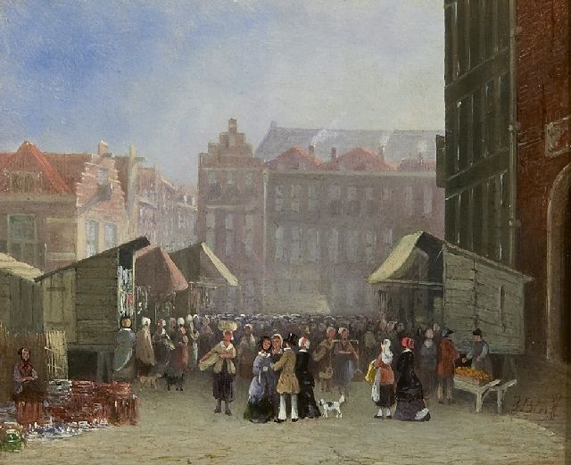 Joseph Bles | Market day, oil on panel, 16.5 x 19.8 cm, signed l.r.