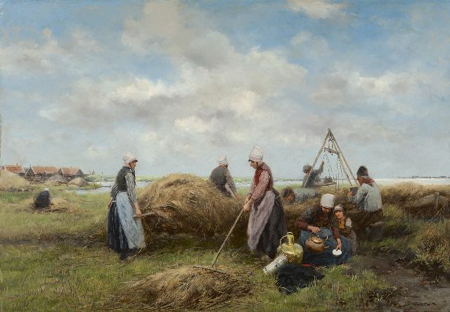 Johannes Marius ten Kate | Harvest on Marken, oil on panel, 36.1 x 51.2 cm, signed l.r.