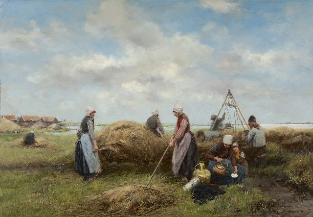 Kate J.M. ten | Harvest on Marken, oil on panel 36.1 x 51.2 cm, signed l.r.