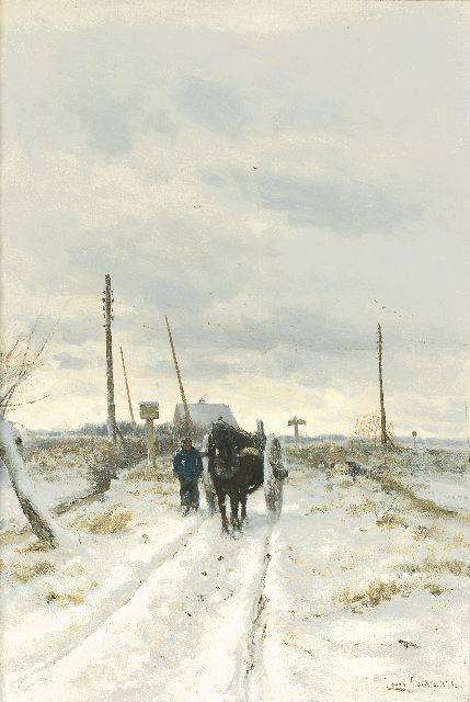 Louis Apol | Farmer with a horse-drawn cart, oil on canvas, 80.2 x 55.4 cm, signed l.r. and dated 1873