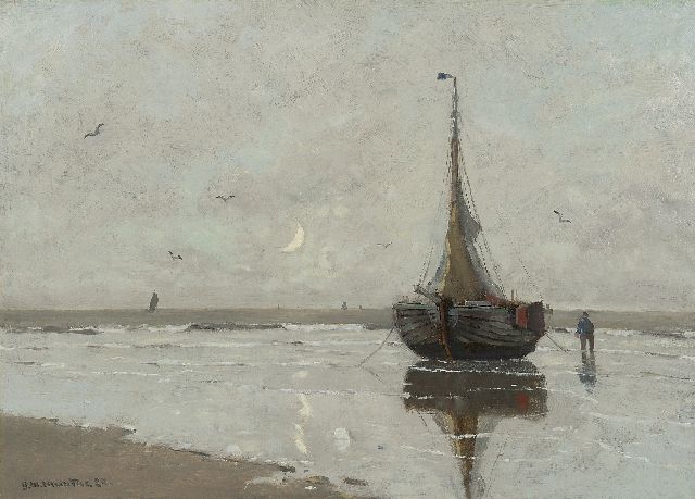 Morgenstjerne Munthe | Sunset at Katwijk, oil on canvas, 50.9 x 70.7 cm, signed l.l. and dated '20