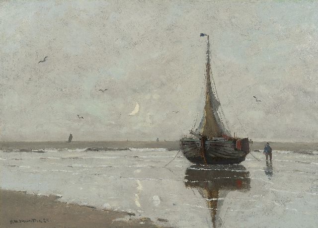 Munthe G.A.L.  | Sunset at Katwijk, oil on canvas 50.9 x 70.7 cm, signed l.l. and dated '20