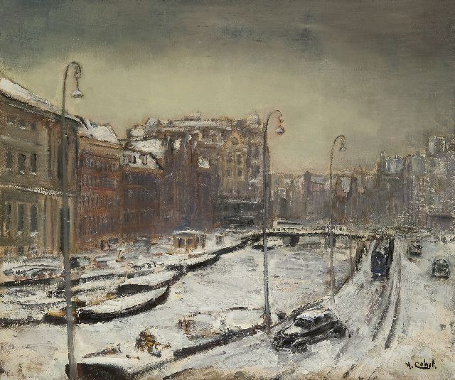 Colnot A.J.G.  | The Rokin, Amsterdam, in winter, oil on canvas 55.1 x 65.0 cm, signed l.r.