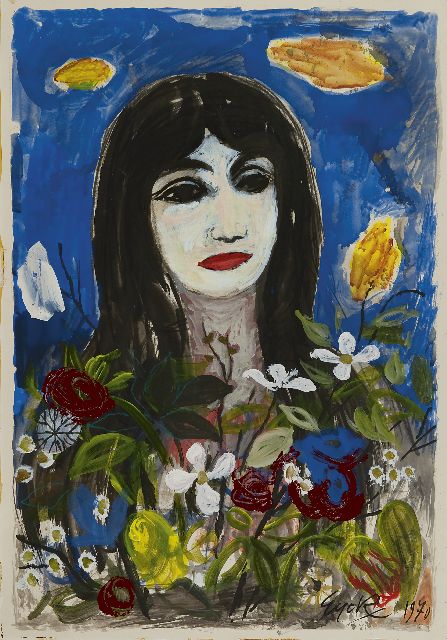 Eyck Ch.H.  | Bimba, the daughter of the artist, chalk, ink, gouache and oil on paper 53.0 x 37.0 cm, signed l.r. and dated 1970