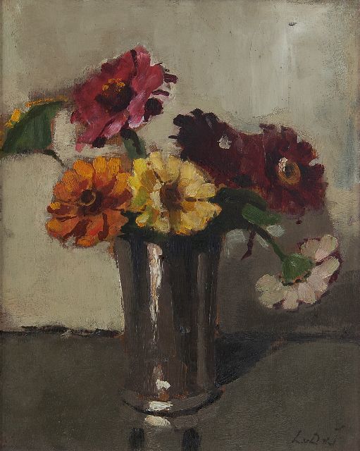 Lucie van Dam van Isselt | Zinnia, oil on panel, 27.0 x 21.5 cm, signed l.r.