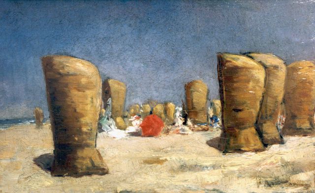 Arntzenius P.F.N.J.  | A beach scene, oil on canvas 17.5 x 28.4 cm, signed signed l.r.