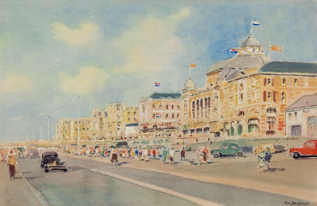 Jeveren G. van | The promenade of Scheveningen, watercolour on paper 35.3 x 53.7 cm, signed l.r. and painted 1950s