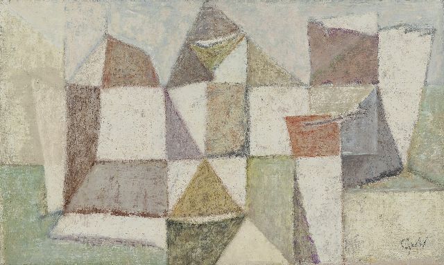 Velde G. van | Composition, oil on canvas 33.0 x 54.9 cm, signed l.r. with initials and in full on the reverse and painted ca. 1965