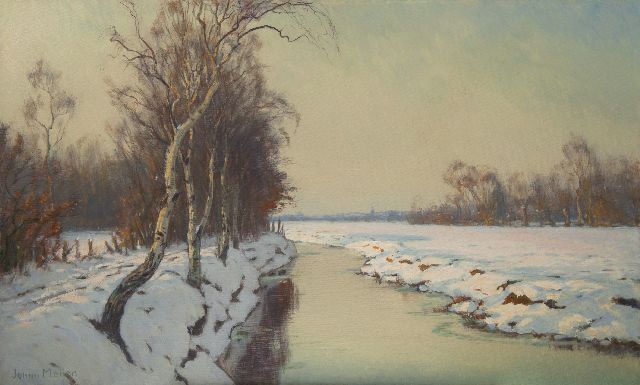 Johan Meijer | A winter afternoon near Blaricum, oil on canvas, 60.5 x 100.2 cm, signed l.l.