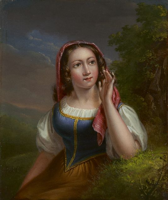 Elisabeth Alida Haanen | Italienne, oil on panel, 12.8 x 10.6 cm, signed l.l. with initials