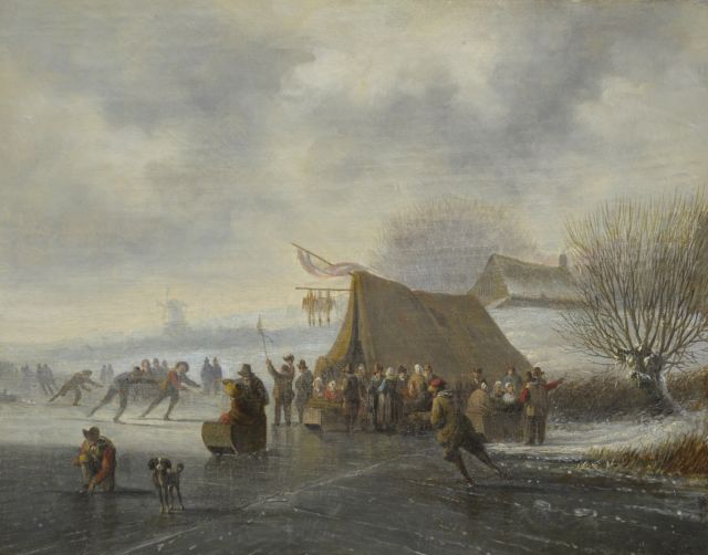 Jacobus van der Stok | Skating fun, oil on canvas, 27.0 x 34.0 cm, signed l.r.