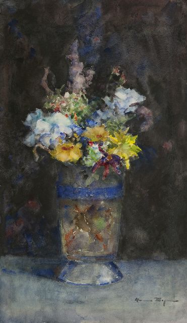 Bogman jr. H.A.C.  | Summer flowers in a vase, watercolour on paper 54.3 x 32.3 cm, signed l.r.