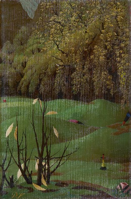 Pyke Koch | Golflinks I-II, oil on canvas, 30.3 x 20.2 cm, signed l.l. with initials